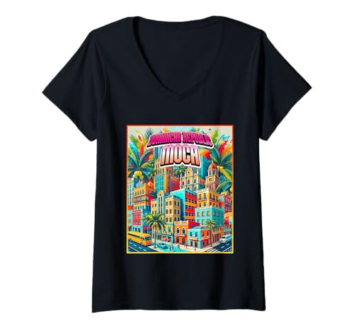 Damen Moca Dominikanische Republik Männer Frauen Familienausflug Retro Stadt T-Shirt mit V-Ausschnitt Damen Moca Dominikanische Republik Männer Frauen Familienausflug Retro Stadt T-Shirt mit V-Ausschnitt von Dominican Republic Vacation Apparel Souvenir Gifts