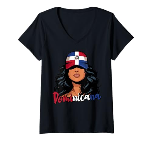 Damen Dominikanische Mädchen Dominikanische Republik Flagge Stolz Dominicana T-Shirt mit V-Ausschnitt Damen Dominikanische Mädchen Dominikanische Republik Flagge Stolz Dominicana T-Shirt mit V-Ausschnitt von Dominican Republic for Girls and Women Dominican