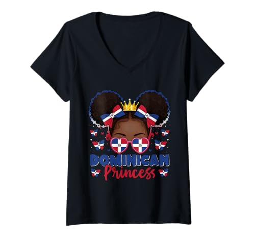 Damen Dominikanische Prinzessin Flagge Dominicana für Mädchen Frauen T-Shirt mit V-Ausschnitt Damen Dominikanische Prinzessin Flagge Dominicana für Mädchen Frauen T-Shirt mit V-Ausschnitt von Dominican Republic for Girls and Women Dominican