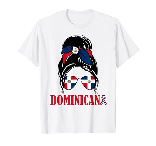 Dominicana Girl Dominican Republic Flag Women Dominicana T-Shirt Dominicana Girl Dominican Republic Flag Women Dominicana T-Shirt von Dominicana Messy Hair Bun Dominican Flag For Girls