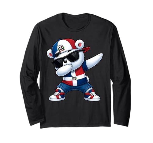 Dominikanischer Bär Patriotisch Dabbing Jungen Kinder 2025 Langarmshirt Dominikanischer Bär Patriotisch Dabbing Jungen Kinder 2025 Langarmshirt von Dominikanischer Bär Kinder DR Stolz Patriotisch