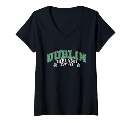 Damen Dublin Irland St. Patrick's Day Vintage Varsity Style T-Shirt mit V-Ausschnitt Damen Dublin Irland St. Patrick's Day Vintage Varsity Style T-Shirt mit V-Ausschnitt von Dominus’s Design