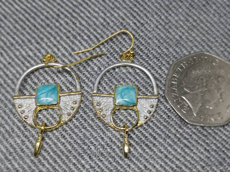 Blauer Emaille Set in Silber & Gold Farbige Nickelfreie Metallohrringe von DommettYoung