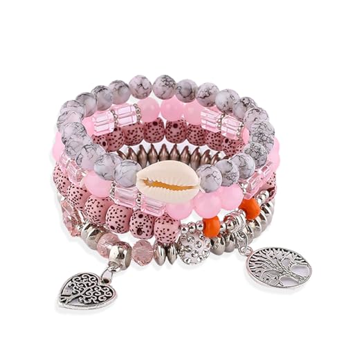 Boho Perlenarmbänder, Damen-Serie Glasperlen-Armband, Lebensbaum-Anhänger, elastisches wunderschönes Armband Paar mit böhmischer Kleidung, ein stilvolles Geschenk-Set von 4 Stück, Einheitsgröße, Glas Boho Perlenarmbänder, Damen-Serie Glasperlen-Armband, Lebensbaum-Anhänger, elastisches wunderschönes Armband Paar mit böhmischer Kleidung, ein stilvolles Geschenk-Set von 4 Stück, Einheitsgröße, Glas von DomoJoy