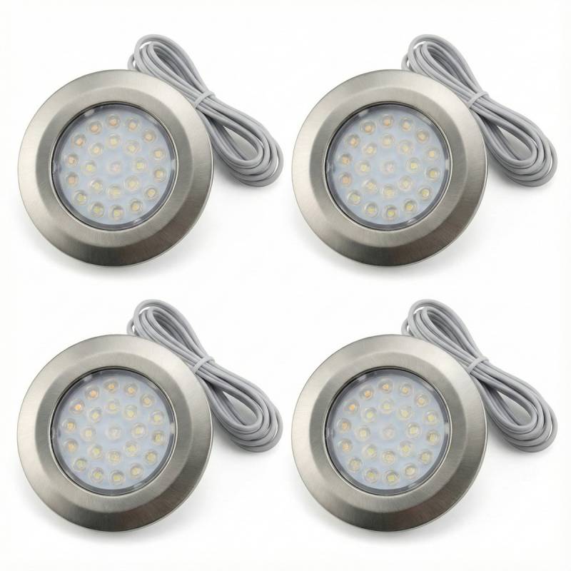 Domus Line 4er Set Morpho LED-Einbauleuchten 4x1,7W Edelstahloptik Aufbaustrahle von Domus Line