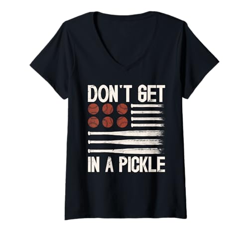 Damen Don’t Get in a Pickle Funny Pickleball Pun Design T-Shirt mit V-Ausschnitt von Don’t Get in a Pickle Funny Pickleball Player Gift
