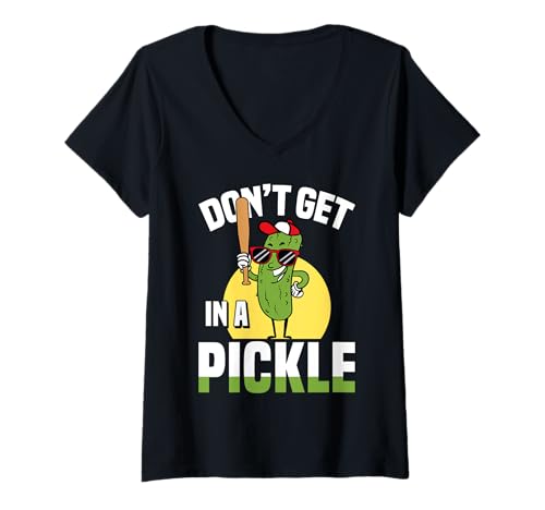 Damen Don’t Get in a Pickle Funny Pickleball Pun Design T-Shirt mit V-Ausschnitt von Don’t Get in a Pickle Funny Pickleball Player Gift