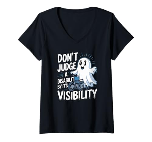 Damen Beurteilen Sie eine Behinderung Nicht nach ihrer Sichtbarkeit Lustiger Boo T-Shirt mit V-Ausschnitt Damen Beurteilen Sie eine Behinderung Nicht nach ihrer Sichtbarkeit Lustiger Boo T-Shirt mit V-Ausschnitt von Don't Judge A Disability By It's Visibility