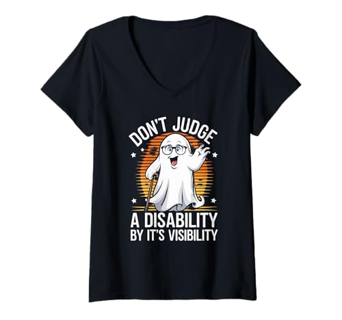 Damen Beurteilen Sie eine Behinderung nicht nach ihrer Sichtbarkeit Lustiger Boo T-Shirt mit V-Ausschnitt Damen Beurteilen Sie eine Behinderung nicht nach ihrer Sichtbarkeit Lustiger Boo T-Shirt mit V-Ausschnitt von Don't Judge A Disability By It's Visibility