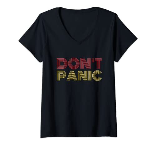 Damen Don't Panic Vintage Distressed Shirt T-Shirt mit V-Ausschnitt von Don't Panic Vintage Shirt - ASAT