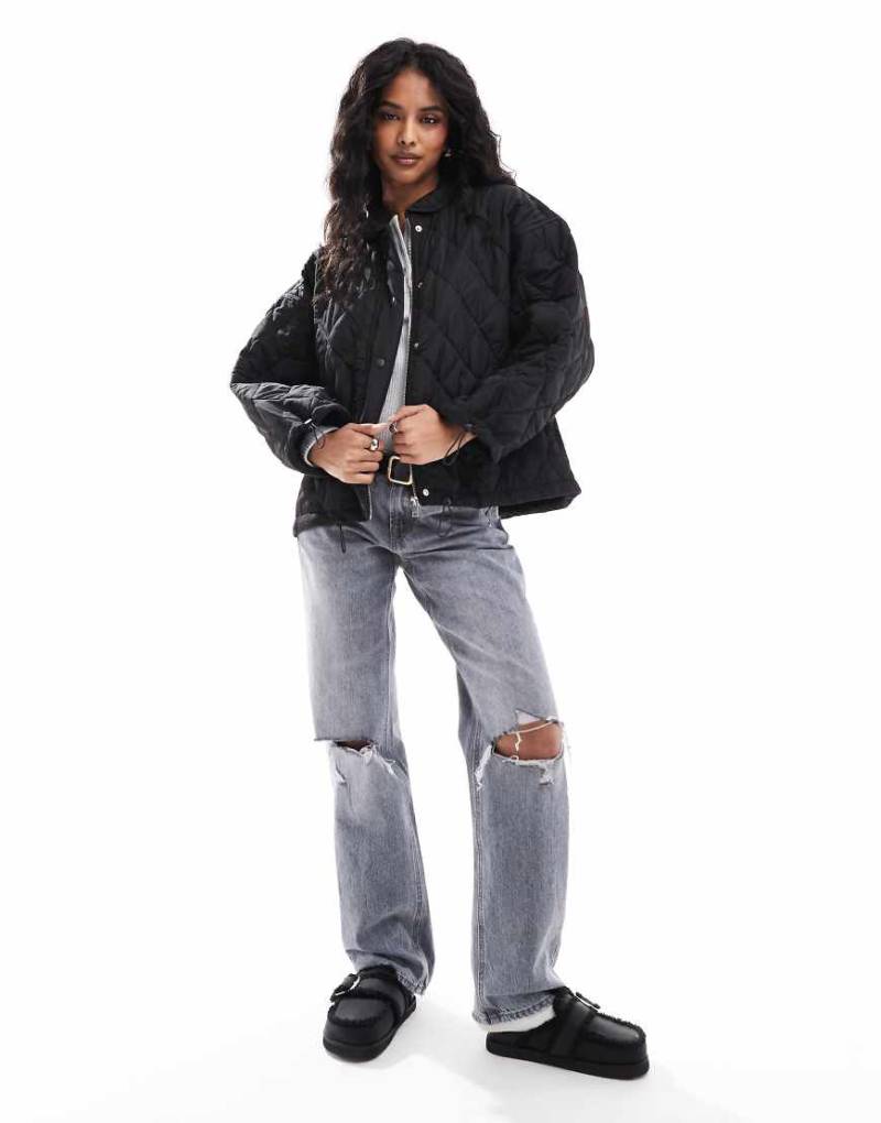 DTT - Bomberjacke in Schwarz mit Rautensteppung von Don't Think Twice