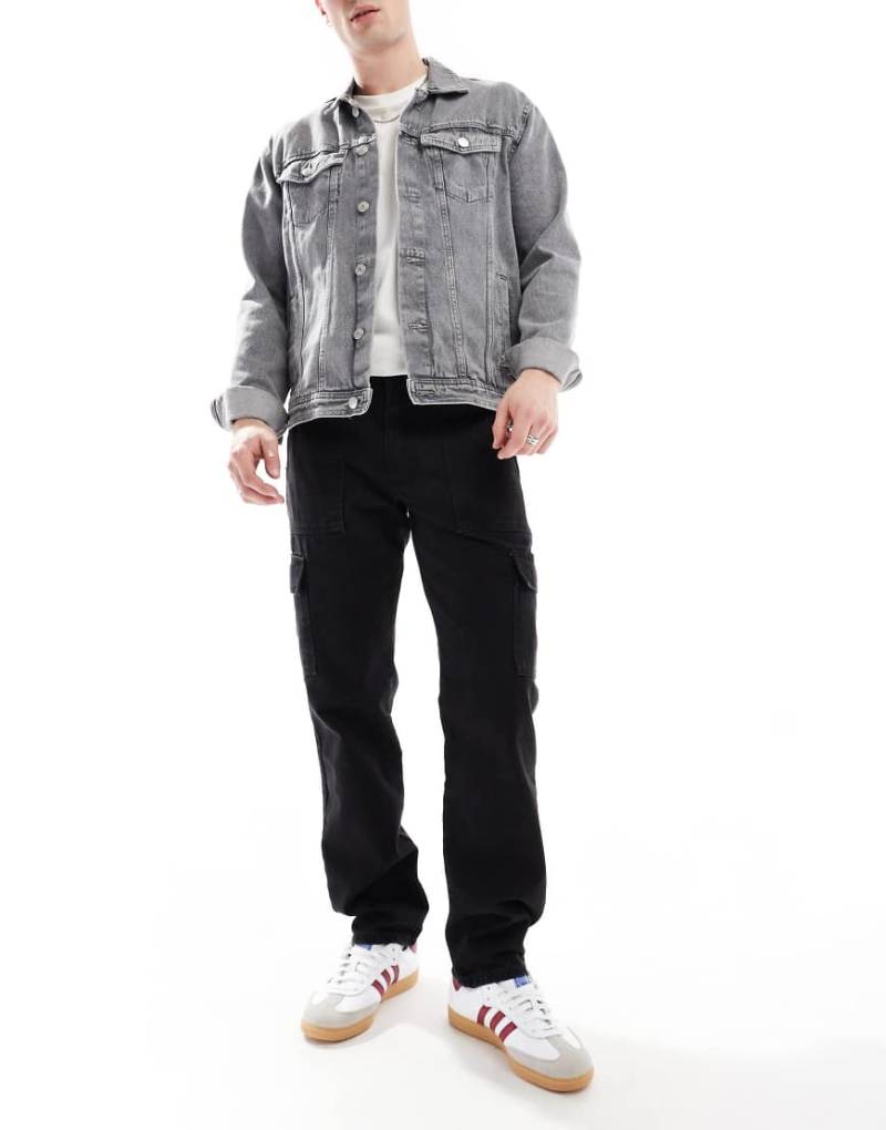 DTT - Cargo-Jeans ohne Stretchanteil mit geradem Schnitt in verwaschenem Schwarz von Don't Think Twice