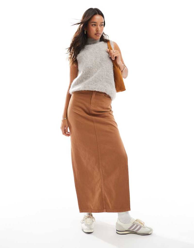 DTT - Maxi-Jeansrock in Hellbraun mit Seitenschlitz von Don't Think Twice
