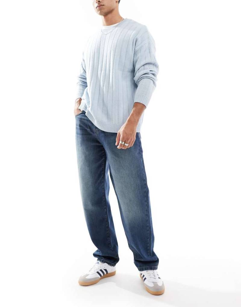 DTT - Lässig geschnittene Jeans in Vintage-Waschung mit Dunkelblau-Stich und ohne Stretchanteil-Marineblau von Don't Think Twice