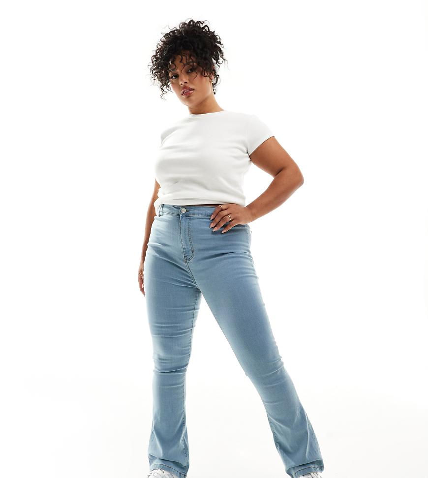 DTT Plus - Bianca - Disco-Jeans in hellem Stein mit hohem Bund und weitem Bein-Neutral von Don't Think Twice