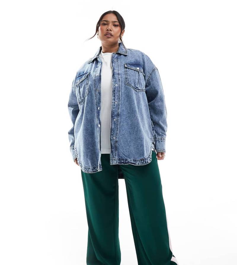 DTT Plus - Eden - Oversize-Jeanshemd in Acid-Blau von Don't Think Twice