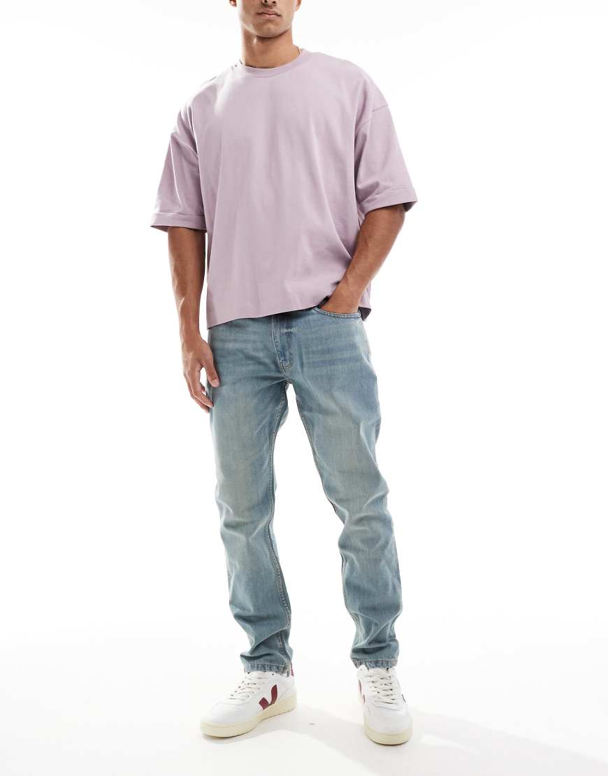 DTT - Schmal geschnittene, feste Jeans in Vintage-Mittelblau von Don't Think Twice