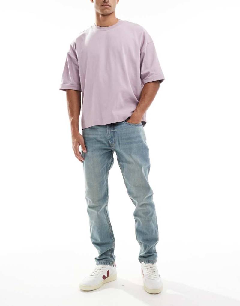 DTT - Schmal geschnittene, feste Jeans in Vintage-Mittelblau von Don't Think Twice