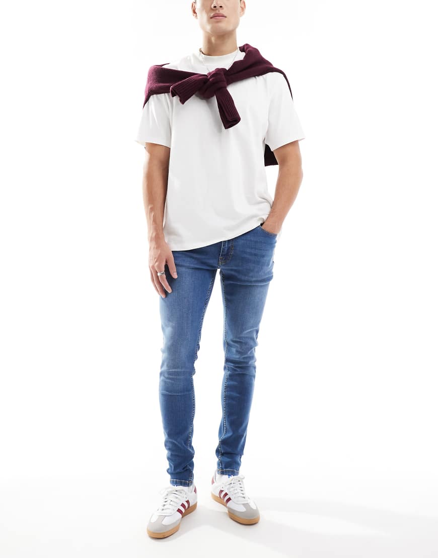 DTT - Stretch-Jeans mit sehr engem Schnitt in Mittelblau von Don't Think Twice