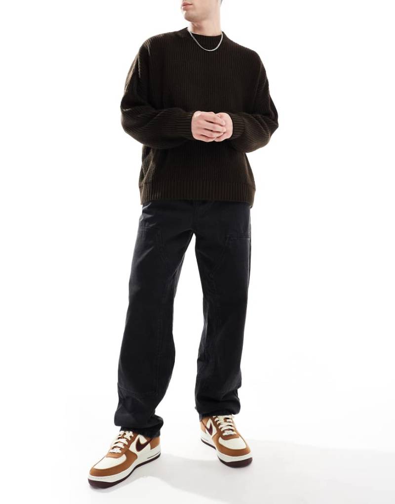 DTT - Weite Jeans aus festem Material in verwaschenem Schwarz mit elastischem Bund von Don't Think Twice