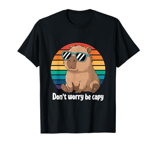 Capybara Dont Worry Be Cappy Jungen Mädchen Lustig Retro Capybara T-Shirt Capybara Dont Worry Be Cappy Jungen Mädchen Lustig Retro Capybara T-Shirt von Don't Worry Be Capy Capibara Funny Graphic
