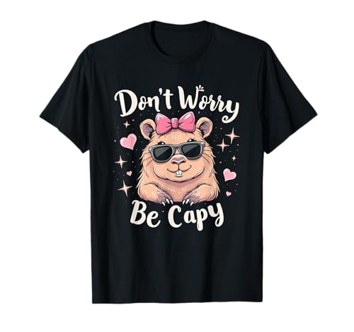 Cute Don't Worry Be Capy Kinder Jugend Damen Mädchen Capybara T-Shirt von Don't Worry Be Capy Funny Capybara Humor Apparel