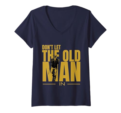 Damen Lass den Alten Mann in Vintage Man Nicht mit Einer Gitarre herumlaufen T-Shirt mit V-Ausschnitt von Don't let the old man in Man walking with a guitar