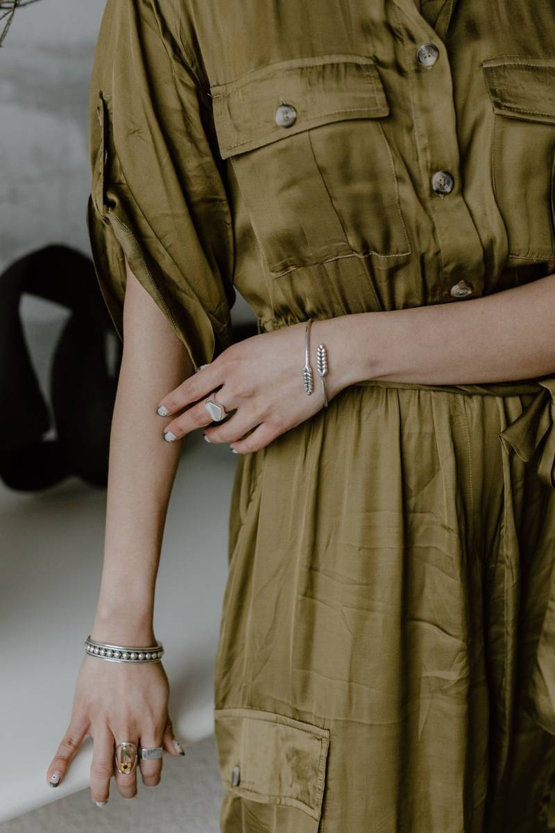 sterling Silber Weizen Armband Verstellbarer Offener Armreif Design von Don925