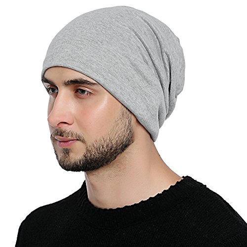 DonDon Atmungsaktive Mütze Beanie mit super Soften Innenfutter Feinstrick hellgrau von DonDon