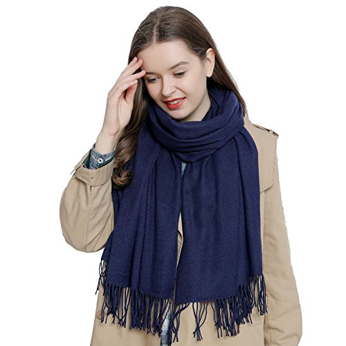 DonDon Schal Damen Winter Wollschal Winterschal warm weich 185 x 65 cm dunkelblau von DonDon