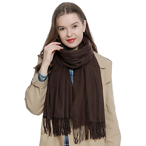 DonDon Schal Damen Winter Wollschal Winterschal warm weich 185 x 65 cm dunkelbraun von DonDon