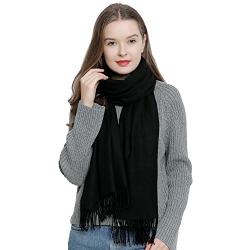DonDon Schal Damen Winter Wollschal Winterschal warm weich 185 x 65 cm schwarz von DonDon