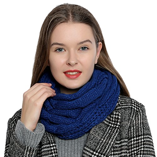 DonDon Loop Schal Damen Winter Schlauchschal Winterschal Wollschal warm und weich blau von DonDon