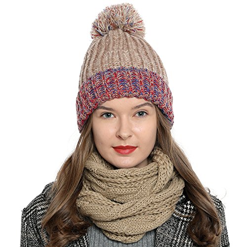 DonDon Loop Schal Damen Winter Schlauchschal Winterschal Wollschal warm und weich hellbraun von DonDon