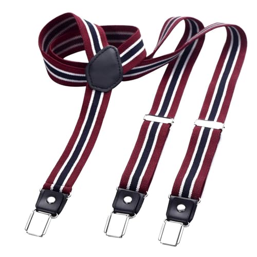 DonDon Hosenträger Herren gestreift rot schwarz weiß 2,5 cm - Extra starke Clips für Anzug - Hosenträger Herren extra stark - Ideal für Männer oder Damen Rockabilly Suspenders von DonDon