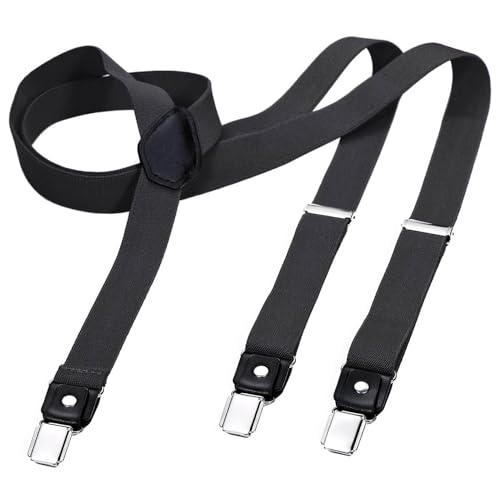 DonDon Hosenträger Herren grau schmal 2,5 cm - Extra starke Clips für Anzug - Hosenträger Herren extra stark - Ideal für Männer oder Damen Rockabilly Suspenders von DonDon