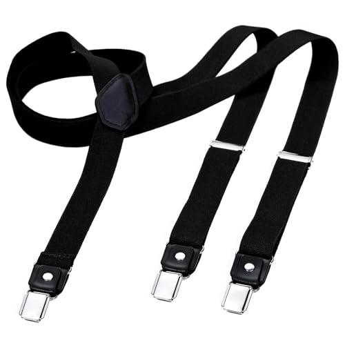 DonDon Hosenträger Herren schwarz schmal 2,5 cm - Extra starke Clips für Anzug - Hosenträger Herren extra stark - Ideal für Männer oder Damen Rockabilly Suspenders von DonDon