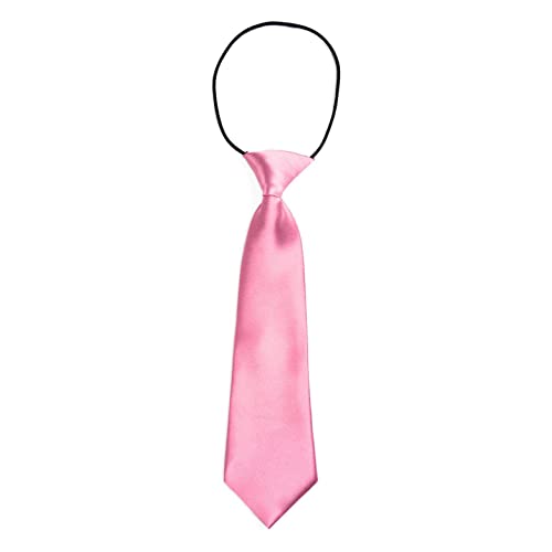DonDon Jungen Krawatte Kinder Krawatte im Seidenlook glänzend – 7,0 cm breit – mit elastischem Gummiband - Rosa von DonDon