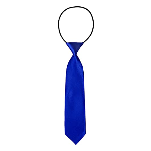 DonDon Kinder Krawatte im Seidenlook glänzend – 7,0 cm breit – mit elastischem Gummiband - blau von DonDon