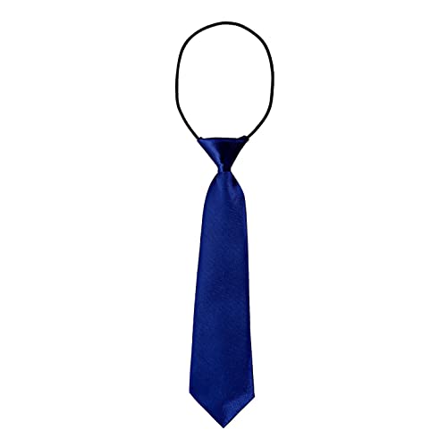 DonDon Kinder Krawatte im Seidenlook glänzend – 7,0 cm breit – mit elastischem Gummiband - dunkelblau von DonDon