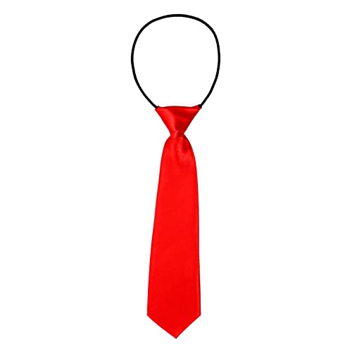 DonDon Kinder Krawatte im Seidenlook glänzend – 7,0 cm breit – mit elastischem Gummiband - rot von DonDon