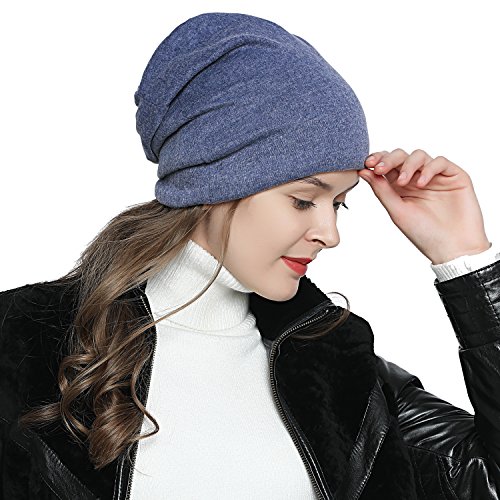 DonDon Atmungsaktive Mütze Beanie mit super flauschigem Innenfutter Feinstrick blau von DonDon