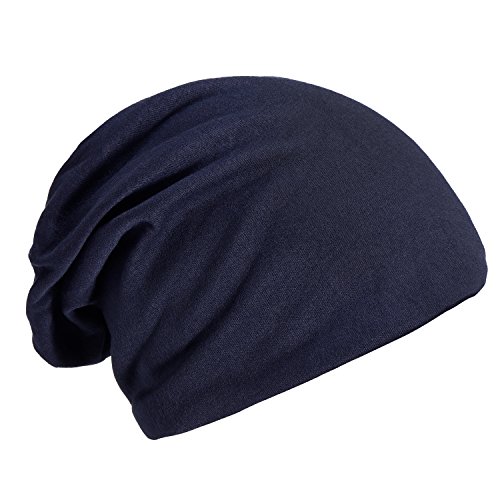 DonDon Atmungsaktive Mütze Beanie mit super flauschigem Innenfutter Feinstrick dunkelblau von DonDon
