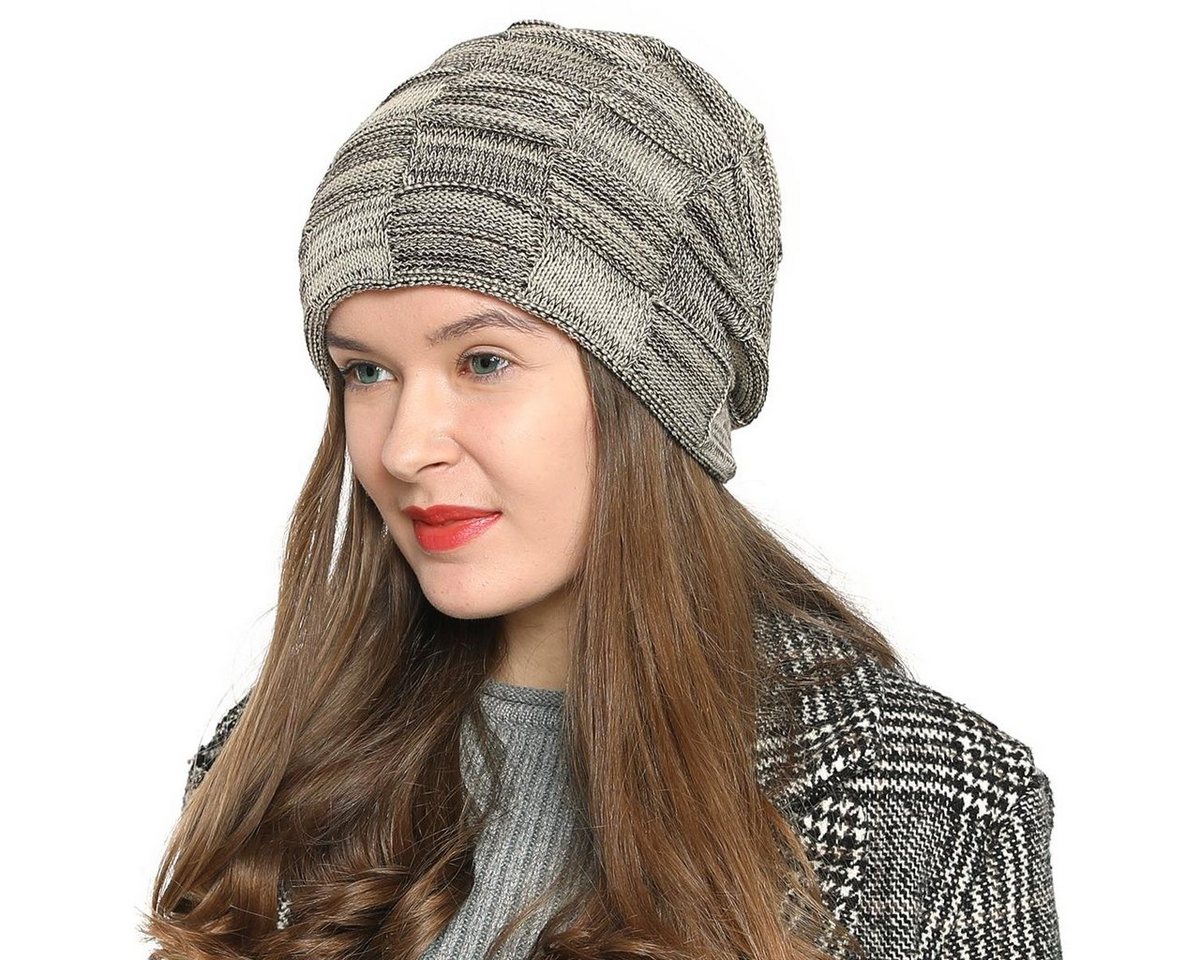 DonDon Beanie Damen warme Schlauchmütze Strickmütze (Packung, 1-St) Wintermütze, Beanie mit Flechtmuster und Teddyfleece von DonDon