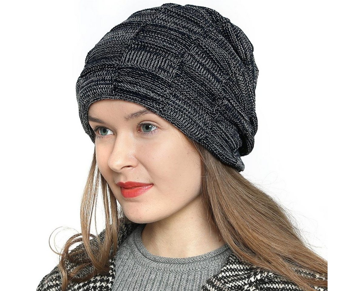 DonDon Beanie Damen warme Schlauchmütze Strickmütze (Packung, 1-St) Wintermütze, Beanie mit Flechtmuster und Teddyfleece von DonDon