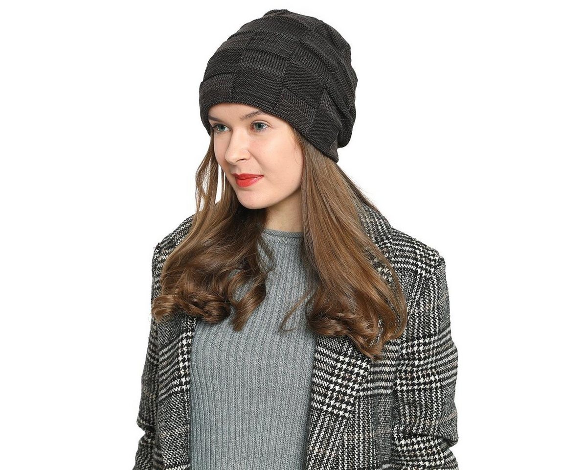 DonDon Beanie Damen warme Schlauchmütze Strickmütze (Packung, 1-St) Wintermütze, Beanie mit Flechtmuster und Teddyfleece von DonDon