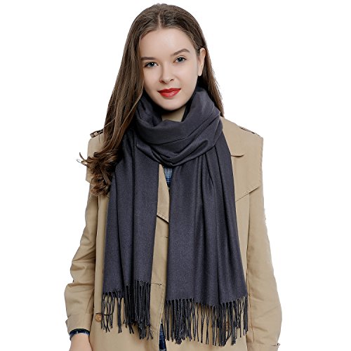 DonDon Schal Damen Winter Wollschal Winterschal warm weich 185 x 65 cm Anthrazit von DonDon