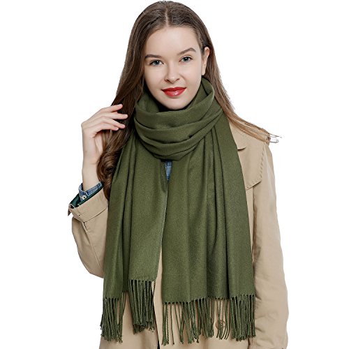 DonDon Schal Damen Winter Wollschal Winterschal warm weich 185 x 65 cm dunkelgrün von DonDon