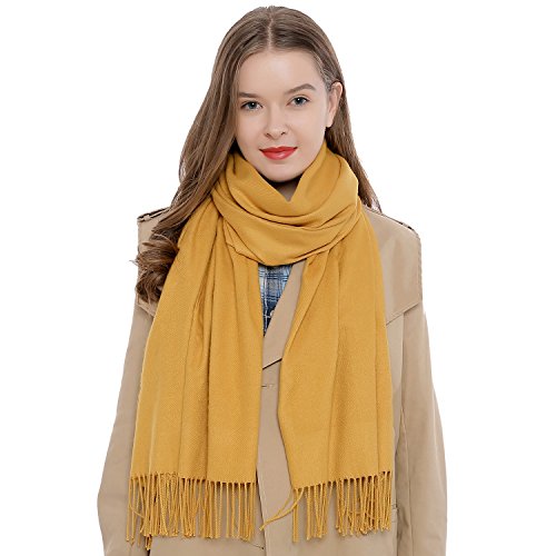 DonDon Schal Damen Winter Wollschal Winterschal warm weich 185 x 65 cm gelb von DonDon