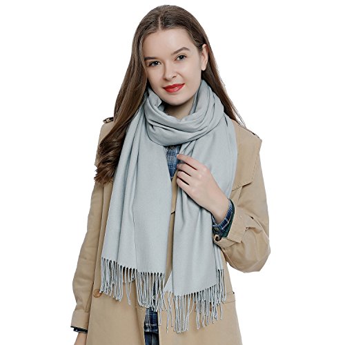 DonDon Schal Damen Winter Wollschal Winterschal warm weich 185 x 65 cm hellgrau von DonDon